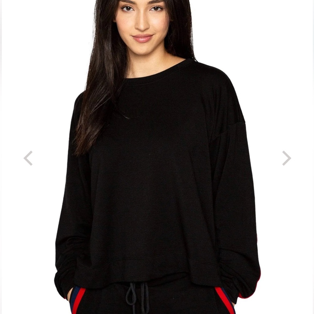 VELVET BY GRAHAM & SPENCER DANICA STRIPED CREWNECK SWEATSHIRT